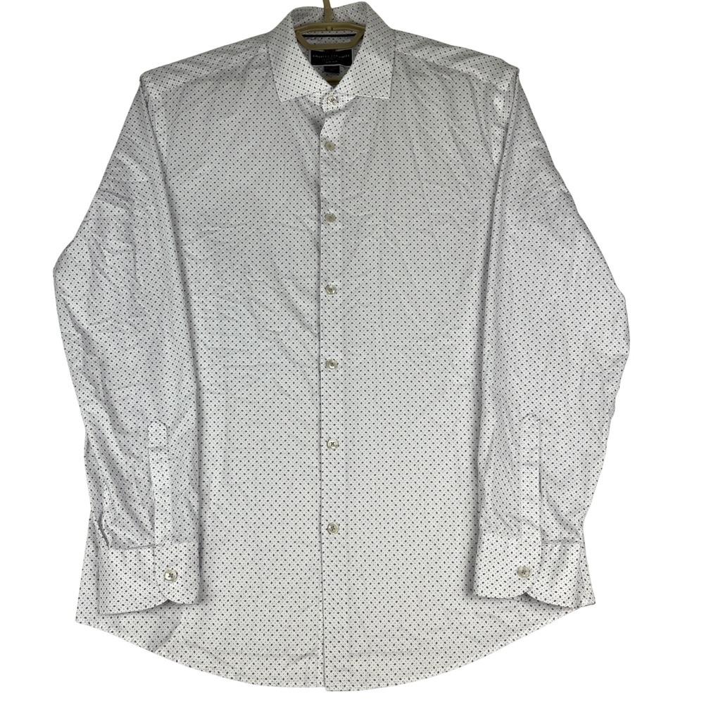 Charles Tyrwhitt Dress Shirt Mens Large Extra Slim Fit‎ Purple Geometric Diamond